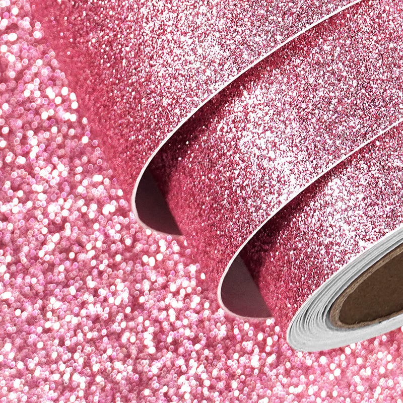 FunStick Pink Glitter Wallpaper Stick and Peel for Girls Bedroom Pink Glitter Contact Paper Decorative Fabric Wallpaper Peel and Stick Sparkle Self Adhesive Wallpapers for Cabinets Crafts 158x788