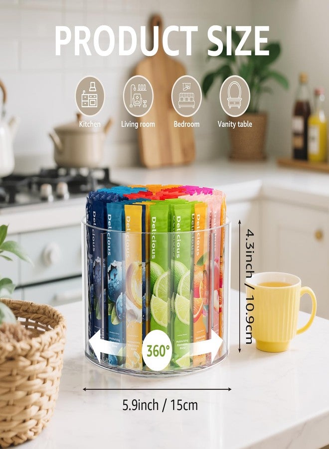 Slow Slog Divided Drink Packet Organizer, Rotating Turntable Organizer, Clear Lazy Susan for Powdered Drink Mix, Water Drink Packet Holder - Image 2