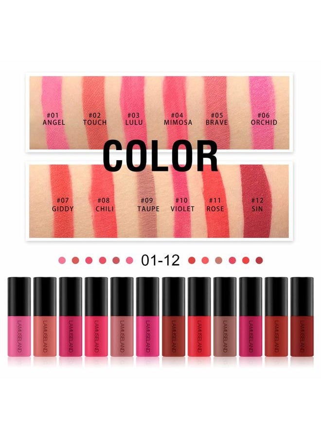LAMUSELAND - Wholesale 12Pcs Travel Suit Waterproof Long Lasting Matte Lip Gloss Sample Size Liquid Lipstick Makeup Set - Image 1