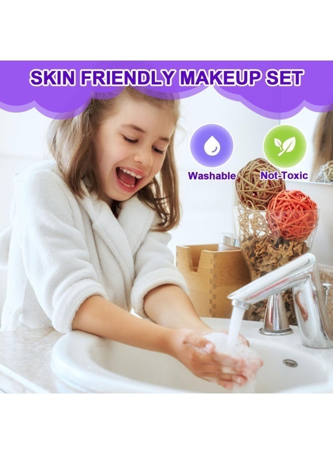 DMG TECH Kids Makeup Kit for Girls, 54PCS Washable Makeup Set with Portable Case, Safe & Non-Toxic Pretend Beauty Toy Gift for Girls Age 4 5 6 7 8 Years Old (Purple) - Image 5
