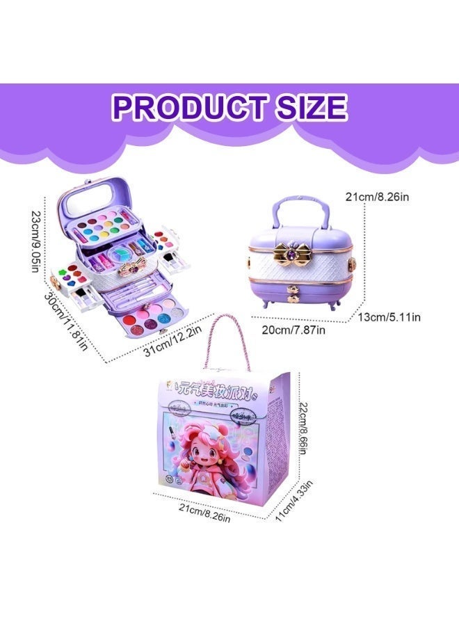 DMG TECH Kids Makeup Kit for Girls, 54PCS Washable Makeup Set with Portable Case, Safe & Non-Toxic Pretend Beauty Toy Gift for Girls Age 4 5 6 7 8 Years Old (Purple) - Image 2