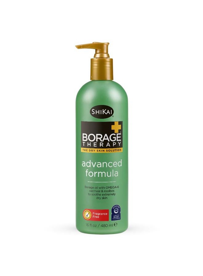 SHIKAI Borage Therapy Advanced Formula Body Moisturizer (16 oz) | Fragrance Free | Hydrating Lotion for Dry Hands & Body | With Oatmeal & Shea - Image 1