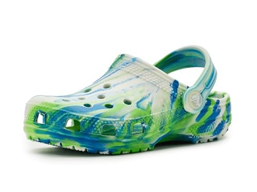 Crocs Kids Classic Marbled TieDye Clog Toddler Prep BlueMulti Glow in the Dark 4 Medium - Image 1