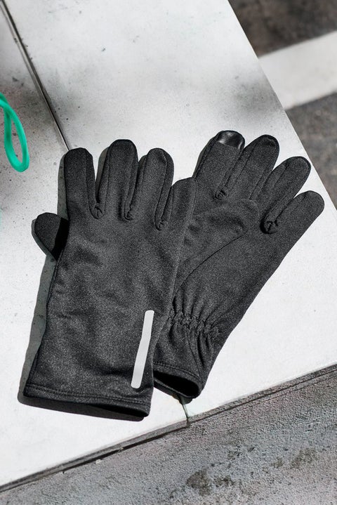 Men 1 Pair Solid Running Gloves, Black