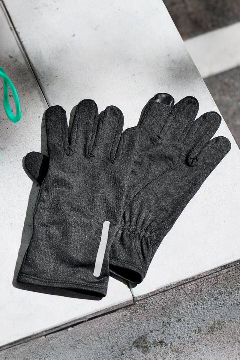 Men 1 Pair Solid Running Gloves, Black