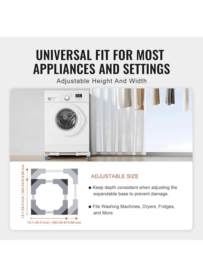 Adjustable Appliance Dolly – Expandable Mobile Base with 4 Locking Wheels – Heavy Duty Stand for Fridge, Washer & Dryer – 15" to 24.2" Width - Image 1