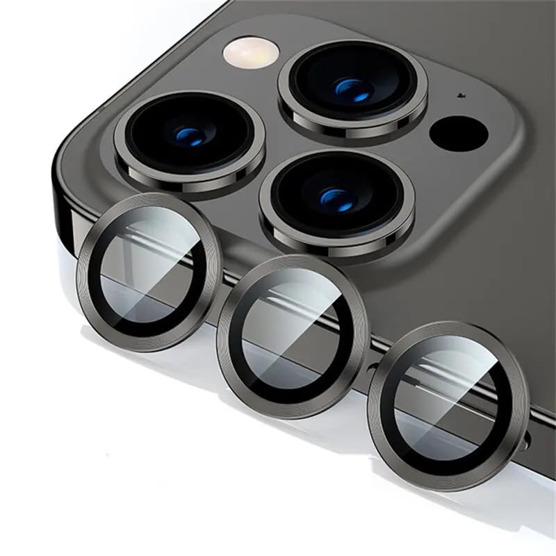 POPIO Camera Lens Protector For iPhone 12 Pro (Black), 1 Set, with Easy Installation Kit - Image 3