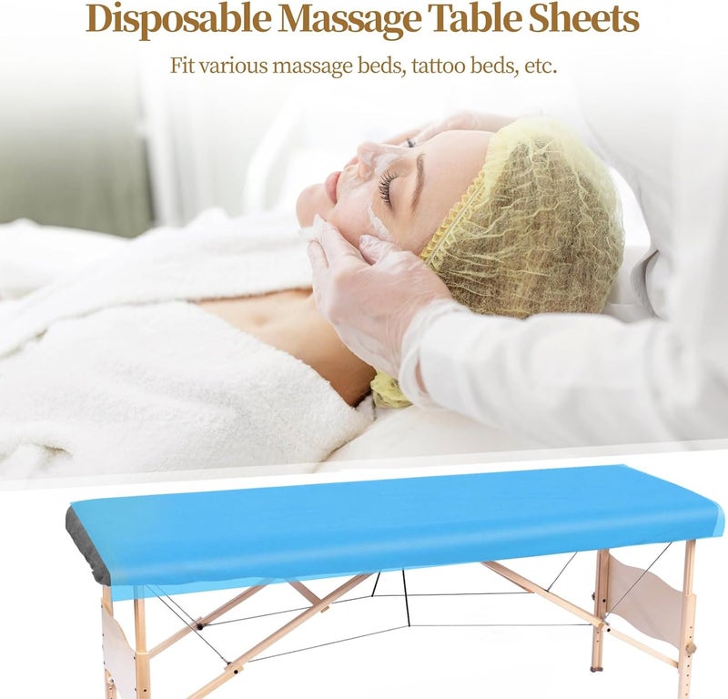 71" X 31.5" أغطية أسرّة تدليك قابلة للاستخدام مرة واحدة، 100 قطعة من أغطية طاولة التدليك القابلة للاستخدام مرة واحدة، أغطية صحية للاستخدام الفردي لمراكز السبا، صالونات التجميل، الفنادق، مصنوعة من قماش غير منسوج قابل للتنفس، مناسبة لأسرّة التاتو - Image 5