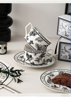 Magic Park Vintage Ceramic Coffee Cup and Saucer Set for Home Office Floral Design Porcelain Coffee Cup Afternoon Tea Plate with Gift Box  - Image 2
