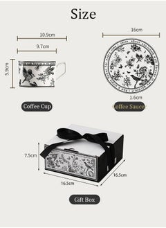 Magic Park Vintage Ceramic Coffee Cup and Saucer Set for Home Office Floral Design Porcelain Coffee Cup Afternoon Tea Plate with Gift Box  - Image 5