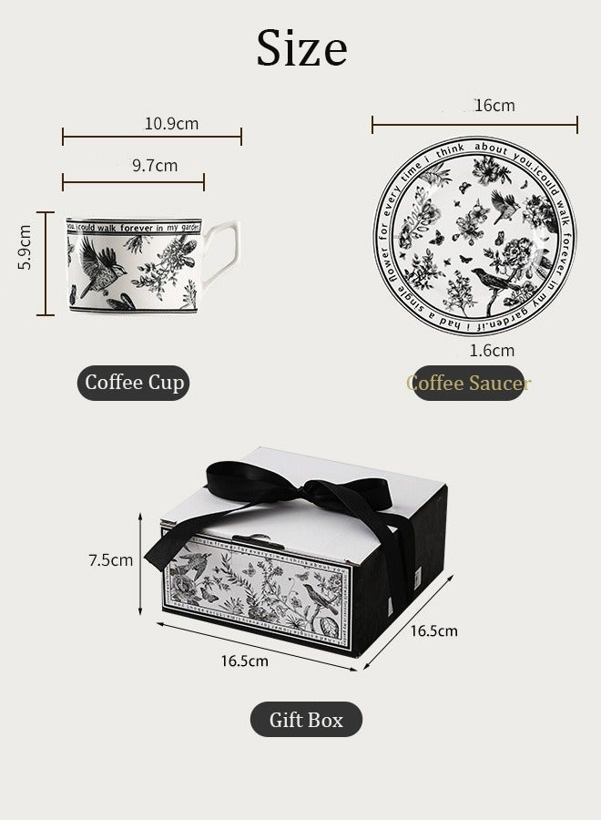 Magic Park Vintage Ceramic Coffee Cup and Saucer Set for Home Office Floral Design Porcelain Coffee Cup Afternoon Tea Plate with Gift Box  - Image 5