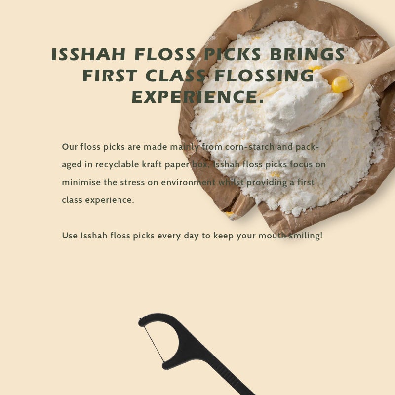 Isshah Natural Dental Floss Picks - 200 Count - PETA Approved, BPA Free, Vegan, Sustainable, Eco Friendly, Natural Dental Flossers by Isshah (Charcoal) - Image 4