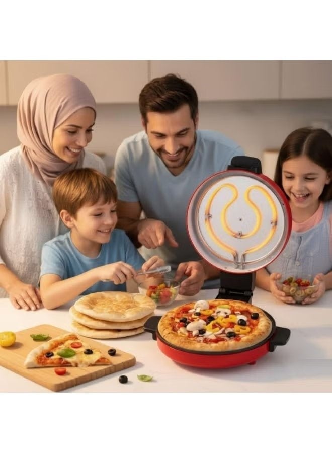 NOVA صانع الخبز العربي والبيتزا 1800 واط، فرن خبز خُبز غير لاصق، جهاز طهي متعدد الاستخدامات لتسخين سريع للخبز الطري، البيتزا، الروتي، البراتا، 220-240 فولت أحمر - Image 3