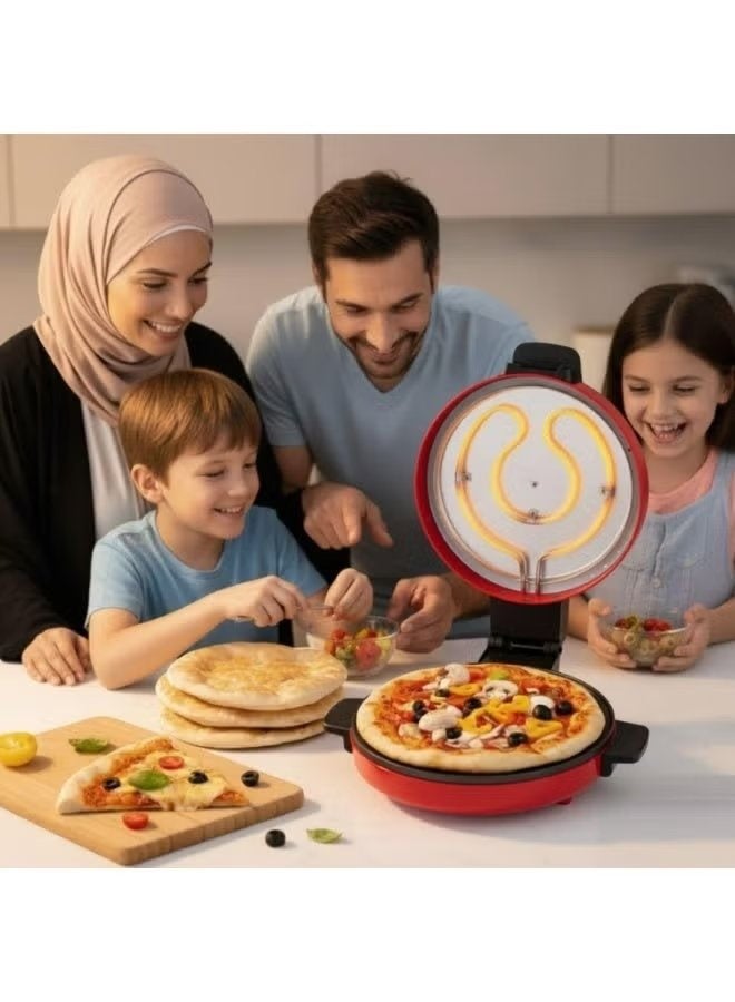 NOVA صانع الخبز العربي والبيتزا 1800 واط، فرن خبز خُبز غير لاصق، جهاز طهي متعدد الاستخدامات لتسخين سريع للخبز الطري، البيتزا، الروتي، البراتا، 220-240 فولت أحمر - Image 2
