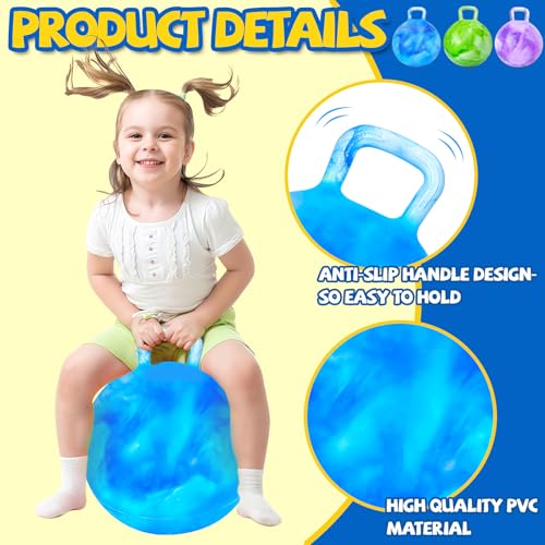 Ynanimery 3 Pack Bouncy Balls with Handle for Kids Ride On Toys Balls for Kid 3 48 15 Inch Hopper Ball with Air Pump for Kids Jumping Sports Ride Games Balance Exercise Indoor Outdoor Fun - Image 5