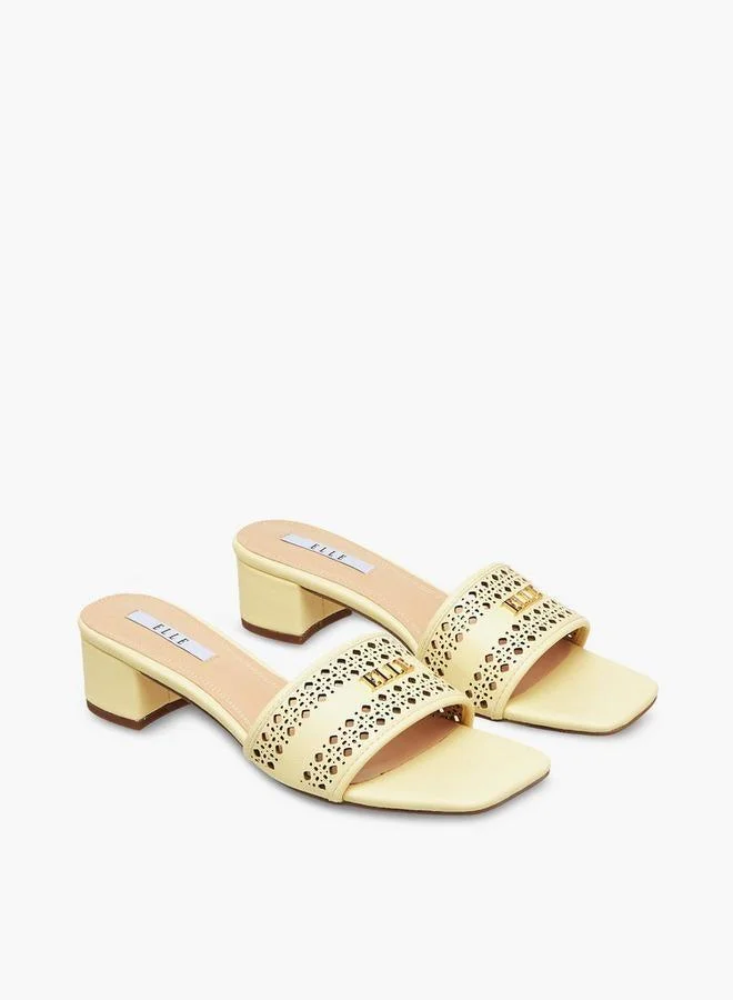 ELLE Women Buckle Accent Block Heel Sandals