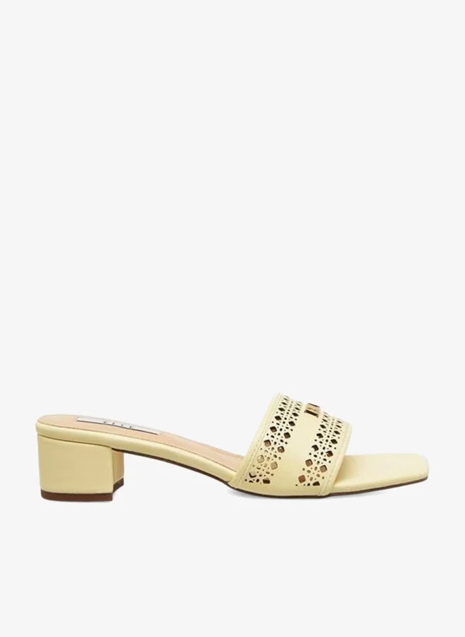 ELLE Women Buckle Accent Block Heel Sandals