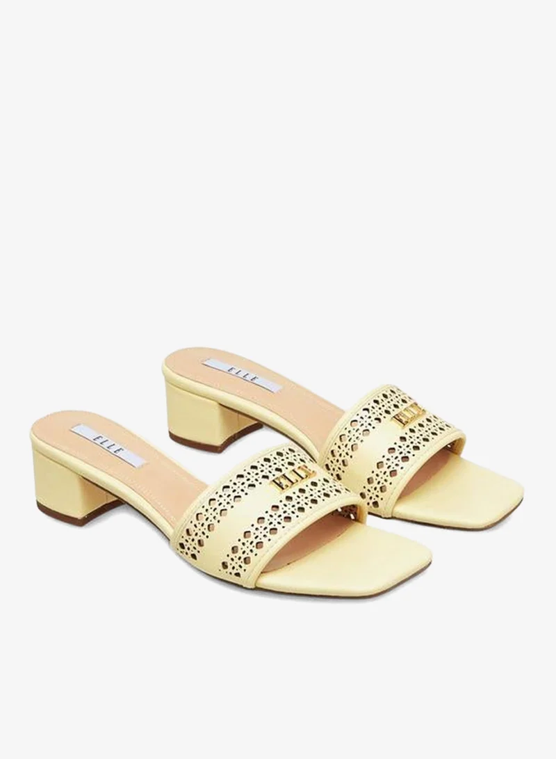 ELLE Women Buckle Accent Block Heel Sandals