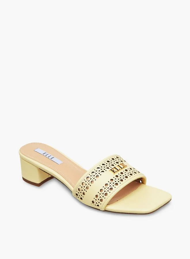 Elle Women Buckle Accent Block Heel Sandals