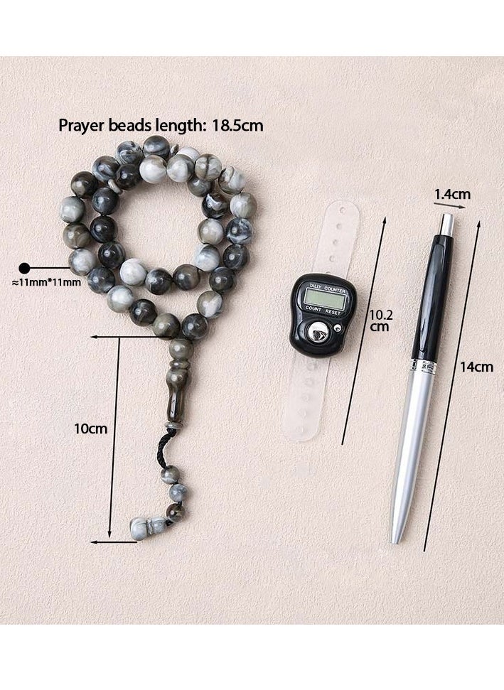 GRKC Prayer Bead Counting Set - Misbaha Tasbih for Meditation & Islamic Worship, Digital Finger Counter, Ramadan Gift, Eid Present, Muslim Prayer Accessory  - Image 2