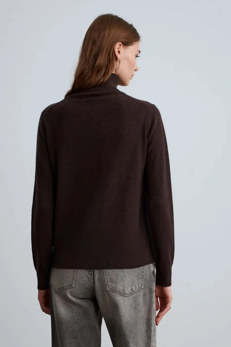 Dilvin Coffee Brown DILVIN Women's Cashmere Turtleneck Sweater for Women | Best Price UAE