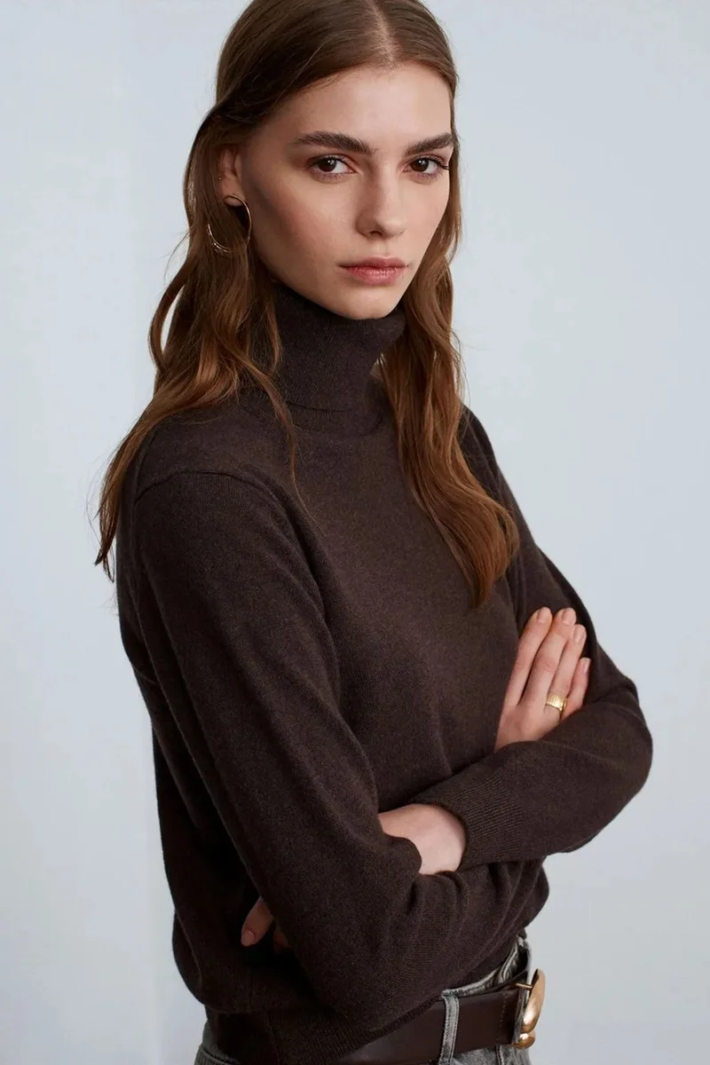 DILVIN Women's Cashmere Turtleneck Sweater