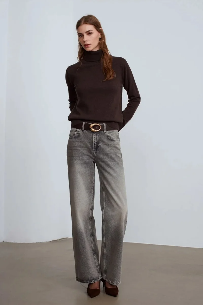 Dilvin Coffee Brown DILVIN Women's Cashmere Turtleneck Sweater for Women | Best Price UAE