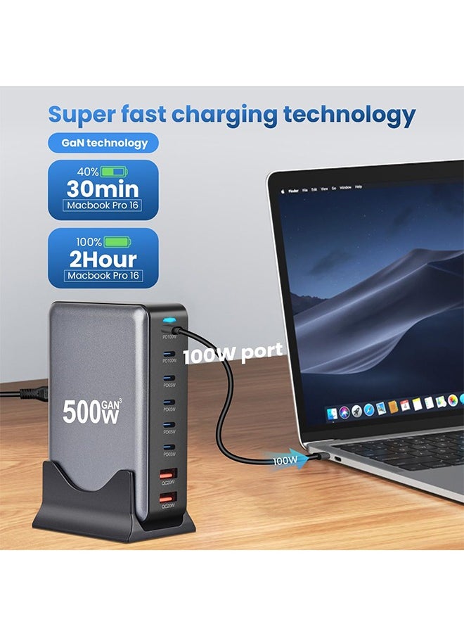 X-level - 500W USB A and USB C Charger,8 Port Type C Fast Charging Station Hub Block,Fast Wall Charge with 1.5m Power Cord Laptop Charger for MacBook Air Sumsung S24 iPhone 16/15 iPad - Image 1
