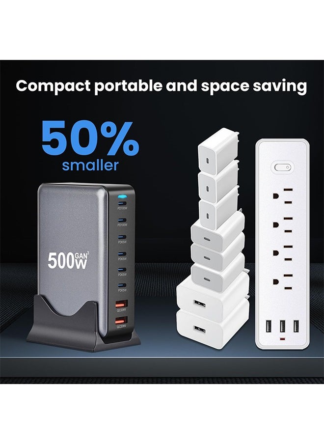 X-level - 500W USB A and USB C Charger,8 Port Type C Fast Charging Station Hub Block,Fast Wall Charge with 1.5m Power Cord Laptop Charger for MacBook Air Sumsung S24 iPhone 16/15 iPad - Image 1