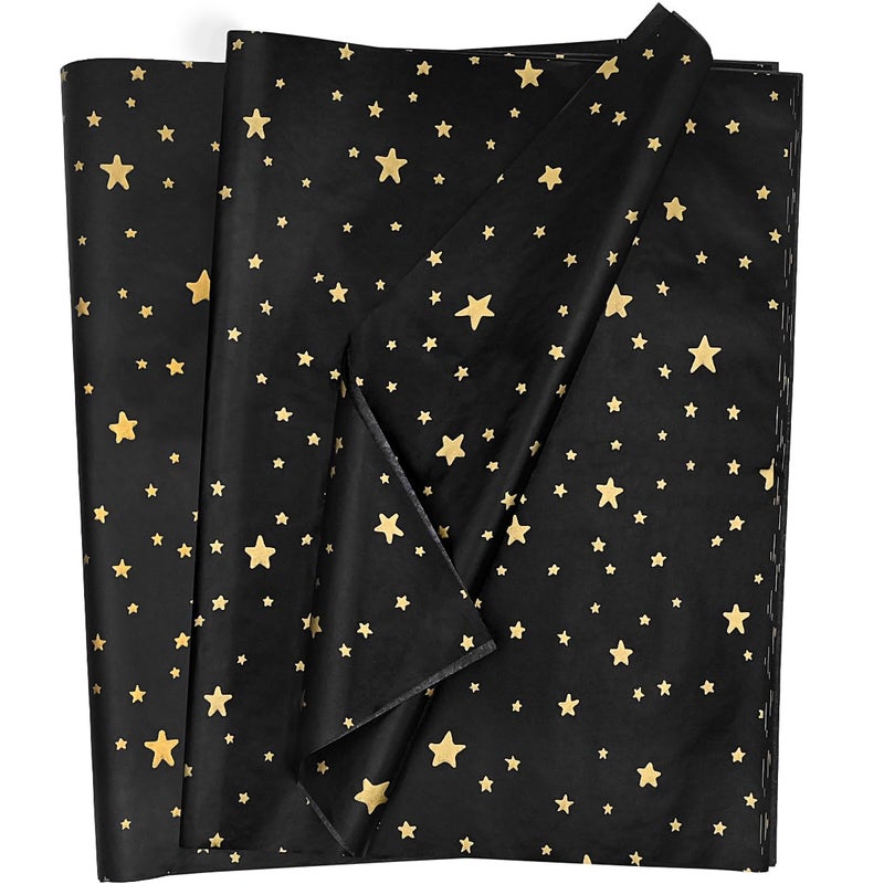 50pcs 20  14inch Black and Gold Tissue Paper Sheet for PackingTopeedy Black Gift Tissue Paper with Gold Star Perfect for Birthday