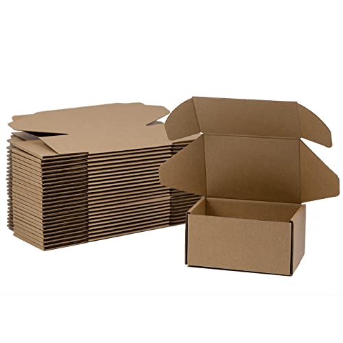 Sodissa 6x4x3 Inches Shipping Boxes Pack of 25, Brown Corrugated Cardboard Boxes for Small Bussiness - Image 1