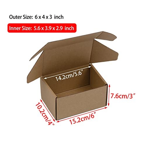 Sodissa 6x4x3 Inches Shipping Boxes Pack of 25, Brown Corrugated Cardboard Boxes for Small Bussiness - Image 2