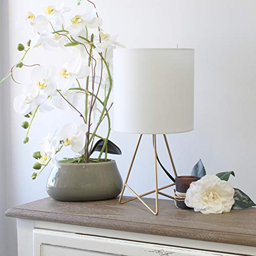 Simple Designs LT2066-GDW 13.5" Down to The Wire Metal Table Lamp with Fabric Shade, Gold with White Shade - Image 5