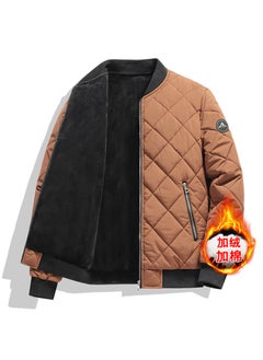 M-8XL Mens Winter Casual Padded Cotton Coat Warm Lined Quilted Brown