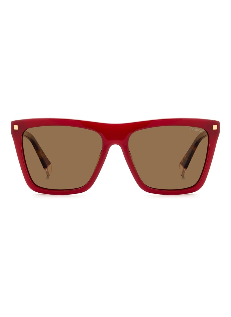 Polaroid Women's Polarized Rectangular Shape Acetate Sunglasses PLD 4164/S/X GOLD 45 - Lens Size: 44.6 Mm - Burgundy  - Image 3