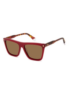 Polaroid Women's Polarized Rectangular Shape Acetate Sunglasses PLD 4164/S/X GOLD 45 - Lens Size: 44.6 Mm - Burgundy  - Image 1