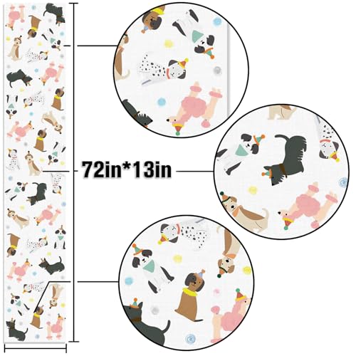Buxiuer Puppy Dog Table Runner Kids Dog Themed Birthday Party Decoration Baby Shower Dining Room Home Kitchen Island Decor (13" x 72") - Image 3