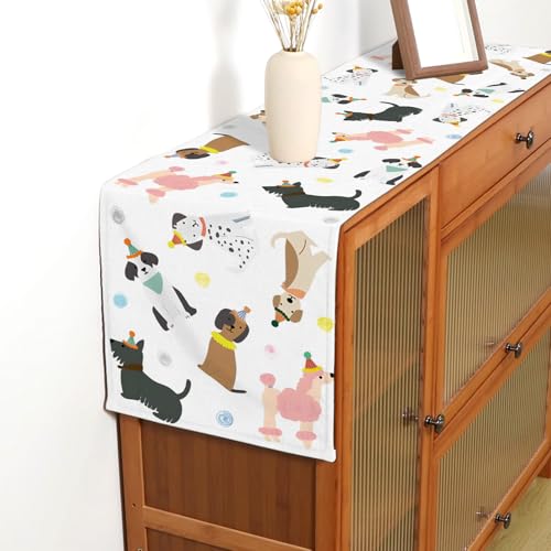 Buxiuer Puppy Dog Table Runner Kids Dog Themed Birthday Party Decoration Baby Shower Dining Room Home Kitchen Island Decor (13" x 72") - Image 5