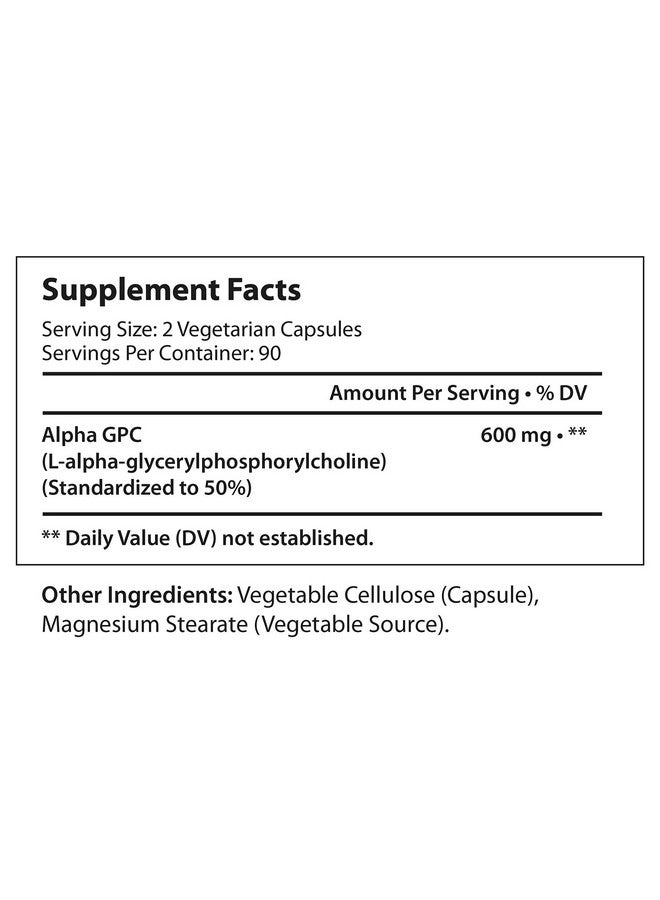 LongLifeNutri Alpha Gpc Choline Supplement 300Mg 180 Vegetarian Capsules ; Made In Usa ; Cognitive Enhancer Nootropic ; Supports Memory & Brain Function ; Boosts Focus & Mood ; 300 Mg Pure Powder Pills Complex - Image 2