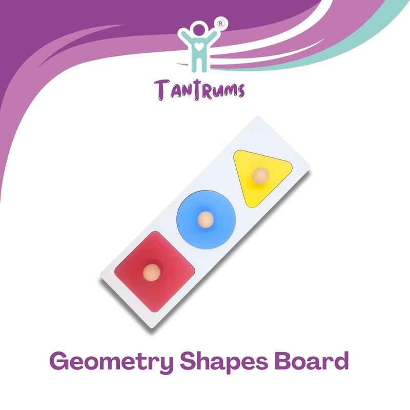 Tantrums Multicolor Educational Geometry Shapes Board with Square, Circle, and Triangle Puzzle for Early Childhood Learning - Image 2