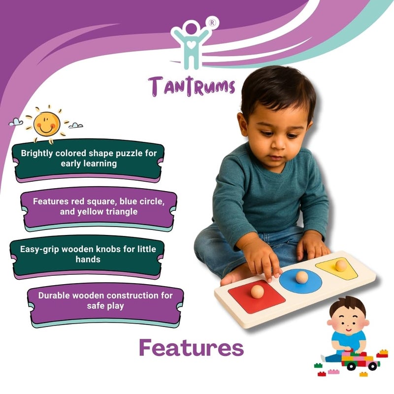 Tantrums Multicolor Educational Geometry Shapes Board with Square, Circle, and Triangle Puzzle for Early Childhood Learning - Image 5
