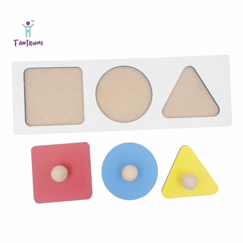 Tantrums Multicolor Educational Geometry Shapes Board with Square, Circle, and Triangle Puzzle for Early Childhood Learning - Image 4