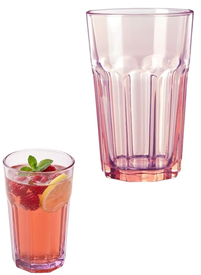 Ikea Tempered Glass Cup 350ml Durable Drinking Tumbler for Water Juice Coffee and Tea Modern Elegant Design for Home Kitchen Office and Cafe Daily Use Dishwasher Safe Hot and Cold Beverage Glass with Stable Base for Stylish Table Serving - Pink - Image 1