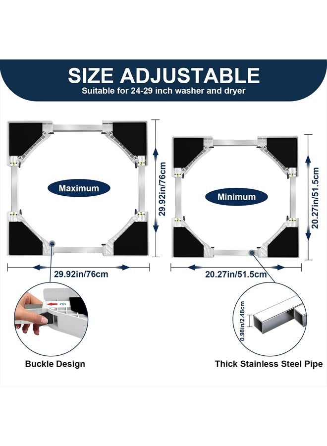 HHXRISE Washer Dryer Stacking Kit, Universal 24/25/ 26/27/ 28/29 Inch Washer and Dryer Stackable, Adjustable Stacking Kit for Washing Machine and Dryer, Connecting Frame with Ratchet Strap - Image 2