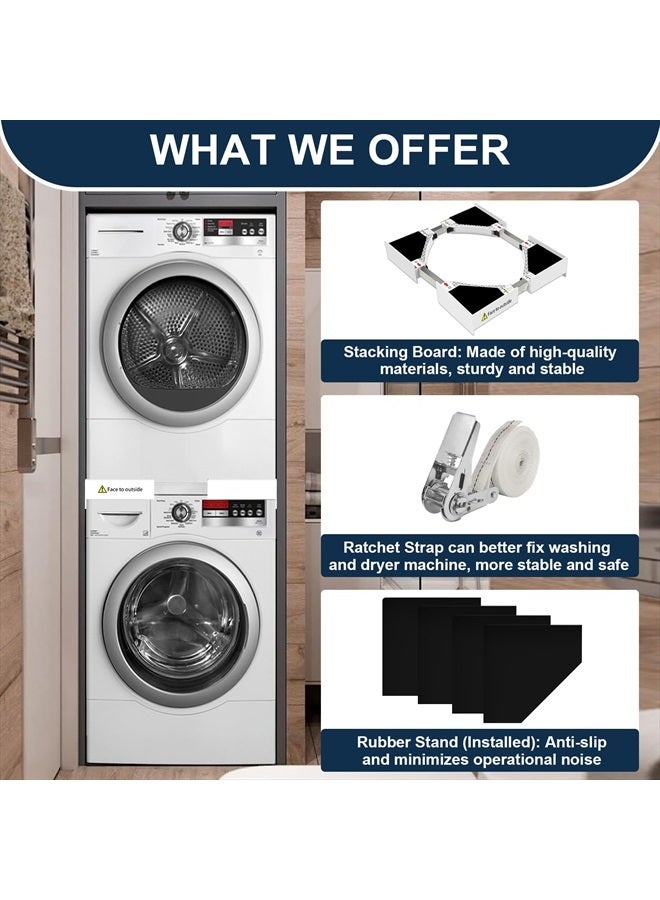 HHXRISE Washer Dryer Stacking Kit, Universal 24/25/ 26/27/ 28/29 Inch Washer and Dryer Stackable, Adjustable Stacking Kit for Washing Machine and Dryer, Connecting Frame with Ratchet Strap - Image 5
