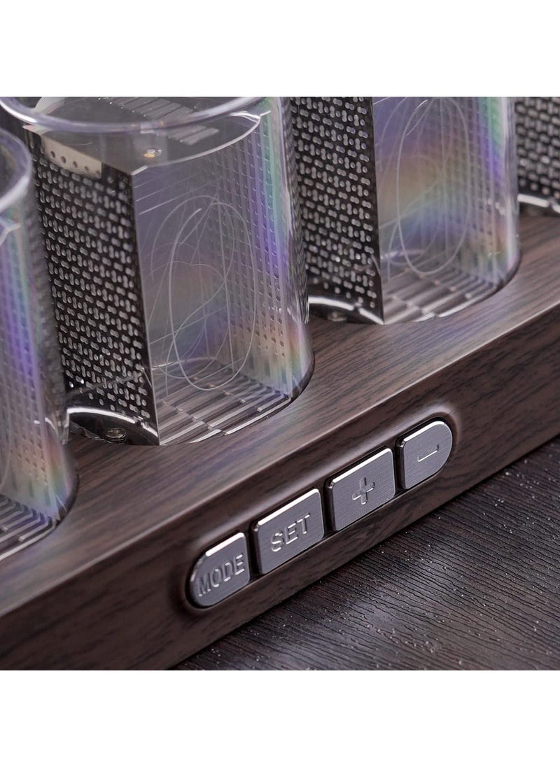SYOSI - Nixie Tube Clock, 12/24H Display Tube Clock Glow Retro Cool, Creative Retro Digital Variable Color, Exquisite Desktop Decoration Gift Idea No Assembly Required - Image 1