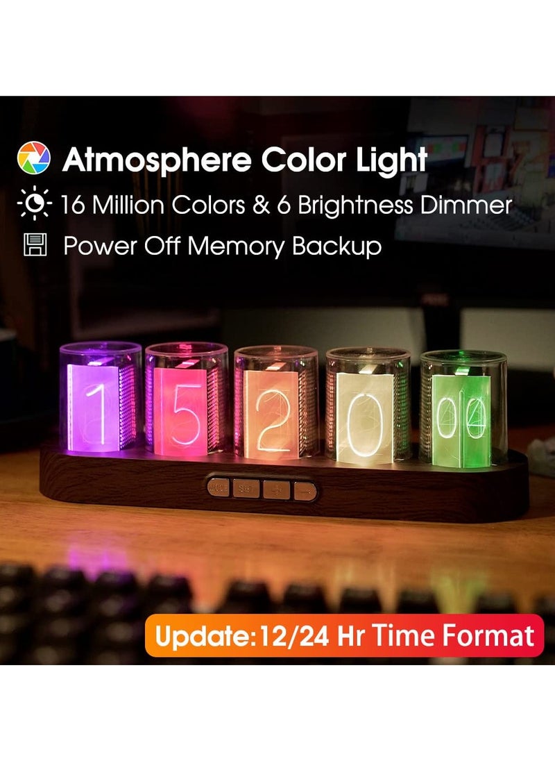 SYOSI - Nixie Tube Clock, 12/24H Display Tube Clock Glow Retro Cool, Creative Retro Digital Variable Color, Exquisite Desktop Decoration Gift Idea No Assembly Required - Image 1