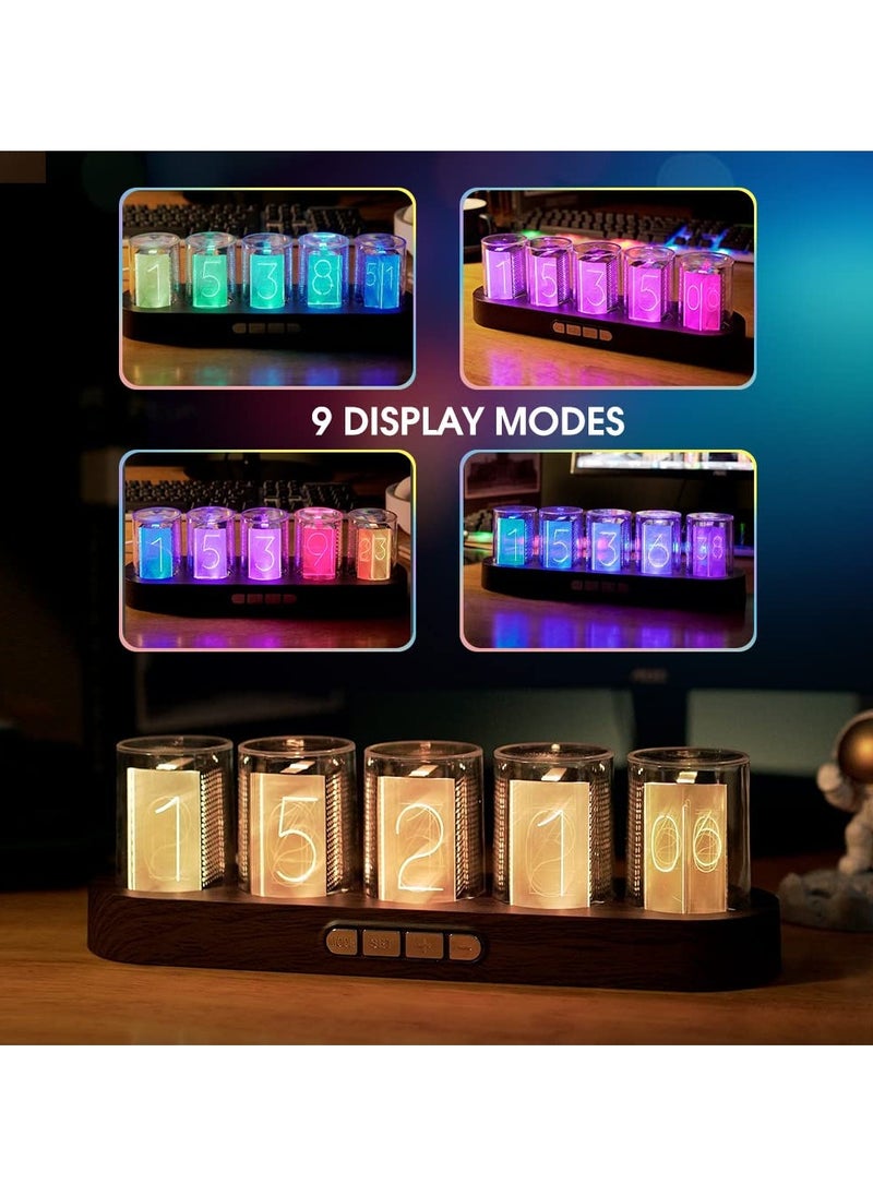 SYOSI - Nixie Tube Clock, 12/24H Display Tube Clock Glow Retro Cool, Creative Retro Digital Variable Color, Exquisite Desktop Decoration Gift Idea No Assembly Required - Image 1
