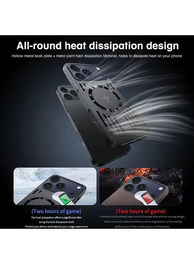 غطاء هاتف من نوع العدسة المغناطيسية الفضية لجهاز iPhone 17 Pro Max، تصميم مجوف لتبديد الحرارة، بسيط وأنيق - Image 4