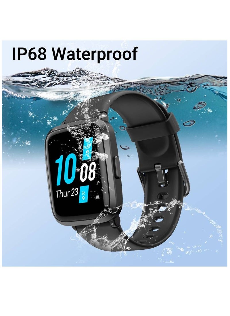 miYou Blood Pressure Heart Rate Monitor 9 Modes IPS Waterproof Smart Watch For Men Woman Black  - Image 2